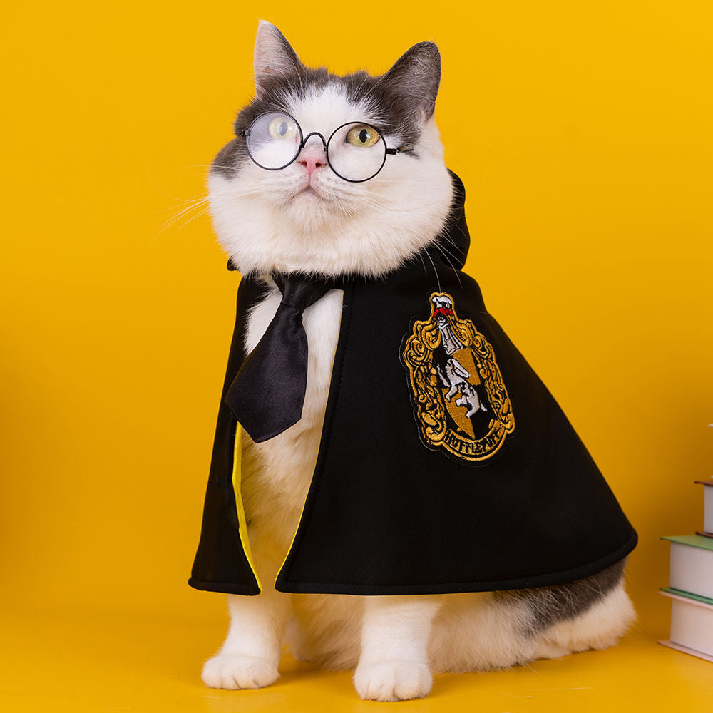 Cat Harry Potter Cape Pet Clothes With Tie and Glasses