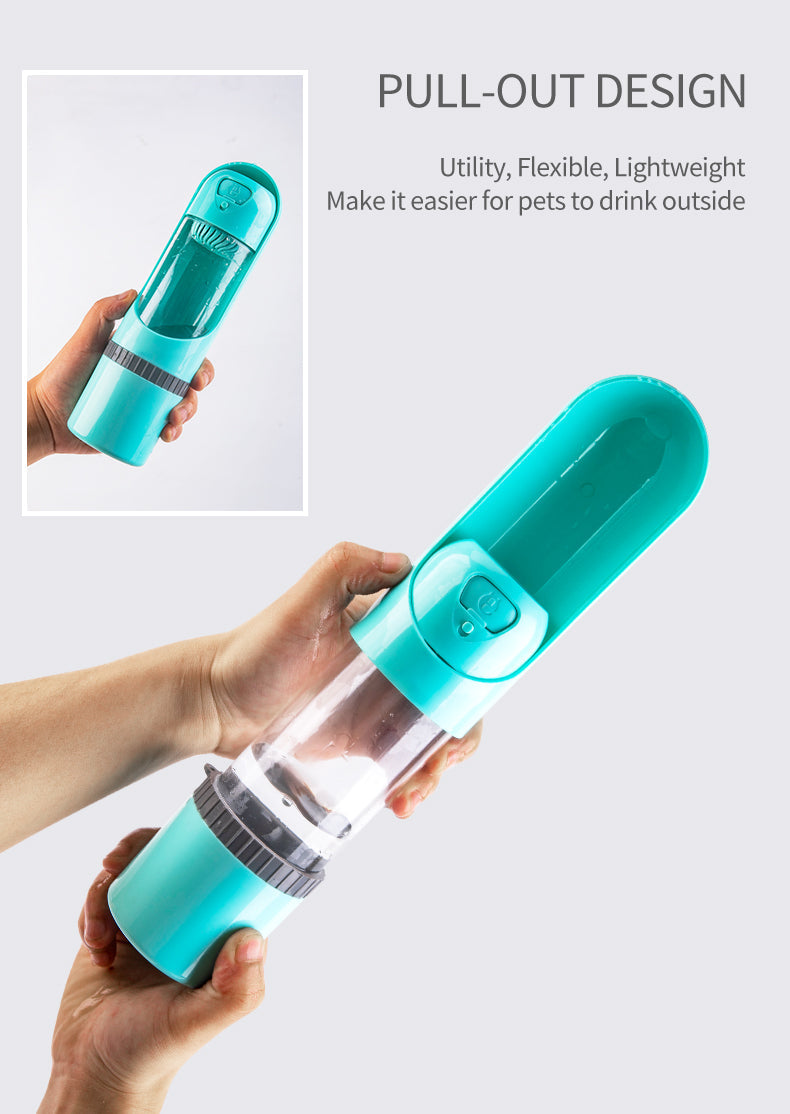 Portable Collapsible Pet Water Bottle With Food Storage