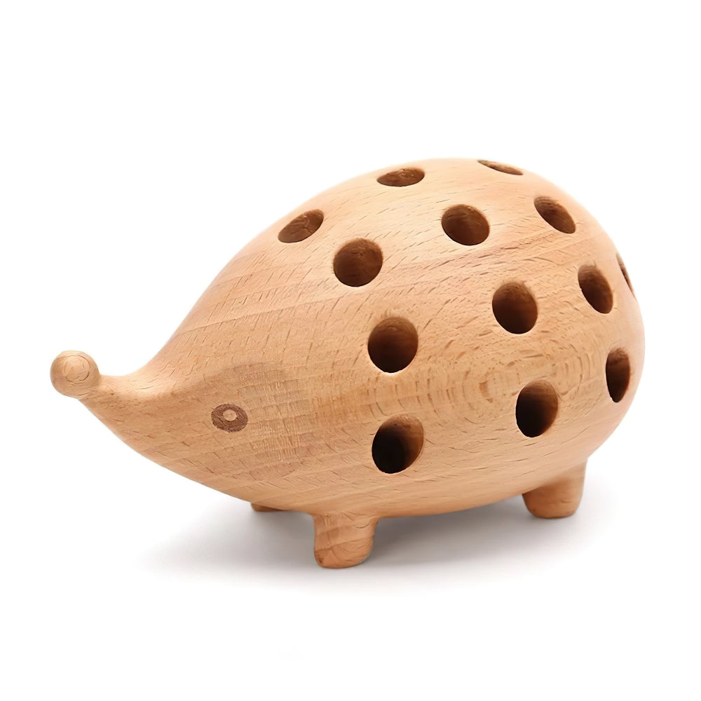 Wooden Handmade Hedgehog Pencil Holder