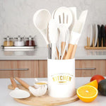 Milk White Silicone Cooking Utensils Set (1 Set of 12 Pcs) - Lazylifeshop
