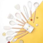 Milk White Silicone Cooking Utensils Set (1 Set of 12 Pcs) - Lazylifeshop