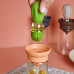 Glass Olive Oil Bottle And Brush 2 In 1 Set of 4 - Lazylifeshop