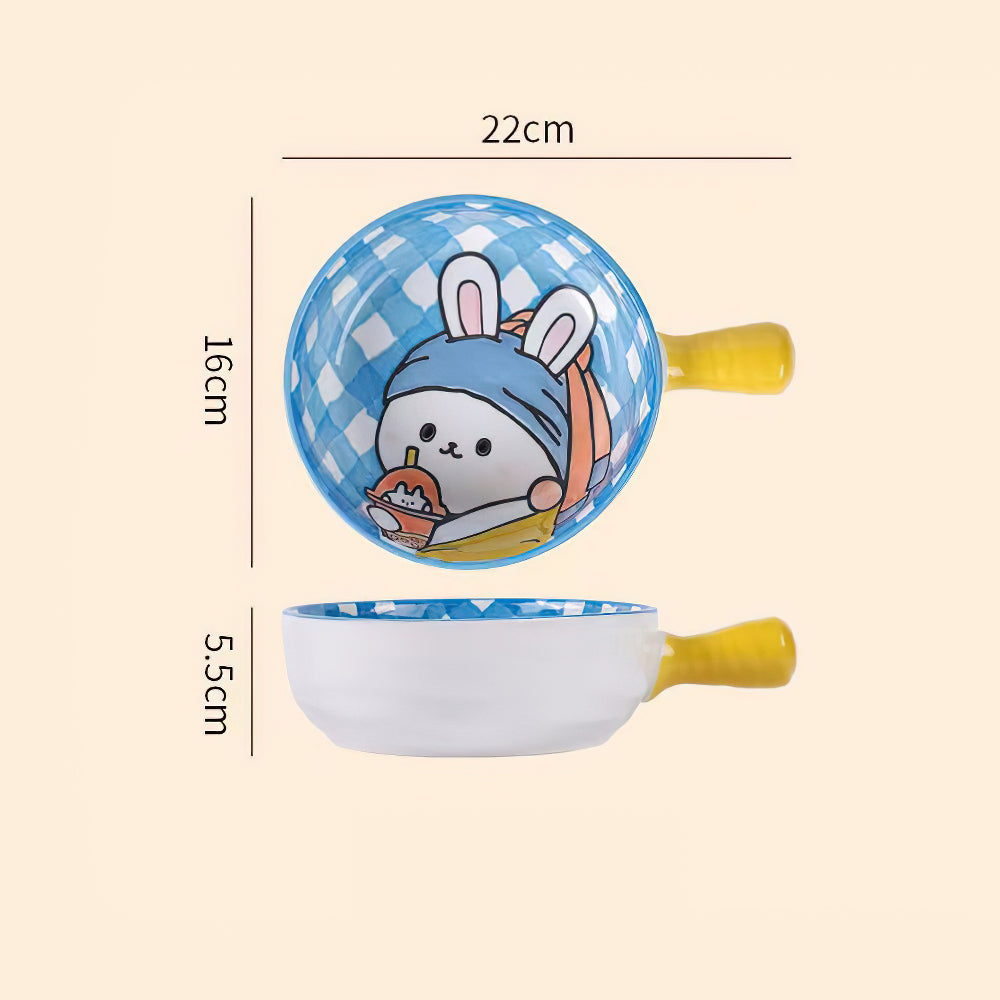 Cartoon Embossed Bowl With Handle