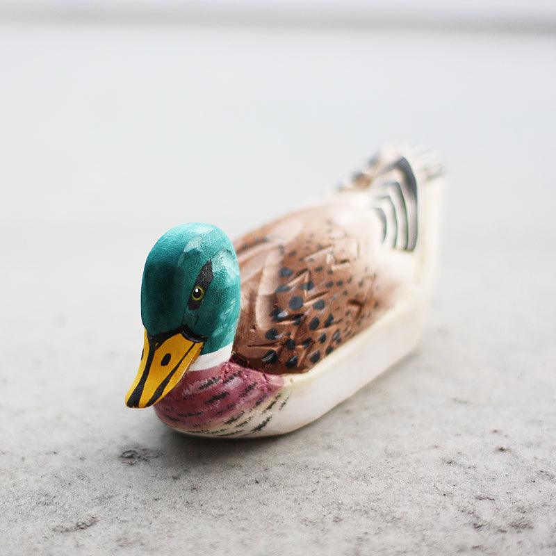 Mallard Figurines Hand Carved Painted Wooden