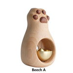 Doorbell Decoration Wooden Handmade Engraving Cat Paw - Lazylifeshop