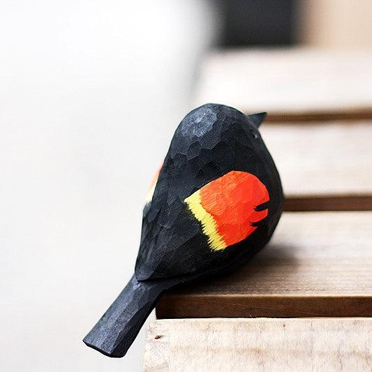 Red-winged blackbird Figurines Hand Carved Painted Wooden