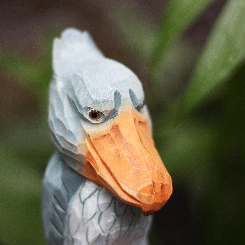 Shoebill Bird Figurines Hand Carved Painted Wooden