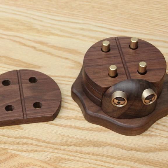 Turtles Coasters Set Handmade Wooden Desk Decor
