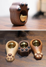 Doorbell Decoration Wooden Handmade Engraving Cat Paw - Lazylifeshop