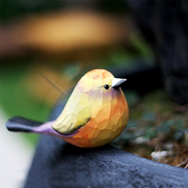 White-browed Tit-warbler Figurines Hand Carved Painted Wooden