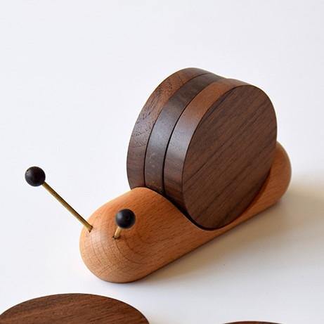 Walnut Wooden Coasters Cute Snail Coaster Set Magnetic Funny Coasters for  Small Cup Coffee Drinks Cabin Coasters Home Decor - AliExpress
