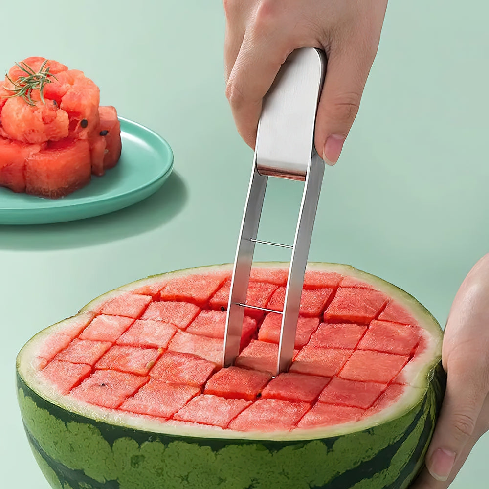 Stainless Steel Watermelon Cube Cutter Quickly Safe Watermelon Knife,Fun Fruit Salad Melon Cutter