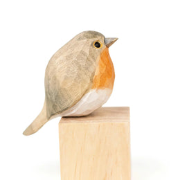 Robin Bird Figurines Hand Carved Painted Wooden