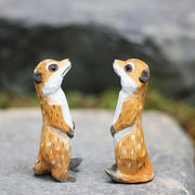 Meerkat Figurines Hand Carved Painted Wooden
