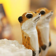 Meerkat Figurines Hand Carved Painted Wooden