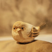 Chubby Bird Figurines Hand Carved Painted Wooden