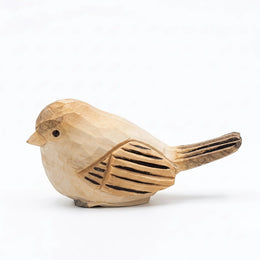 Chubby Bird Figurines Hand Carved Painted Wooden
