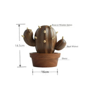 Cactus Jewelry Storage Holder Desktop Ornament Wooden Creative Gifts