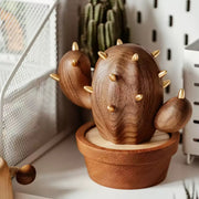 Cactus Jewelry Storage Holder Desktop Ornament Wooden Creative Gifts