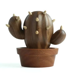 Cactus Jewelry Storage Holder Desktop Ornament Wooden Creative Gifts