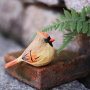 Cardinal Bird Figurines Painted Wooden