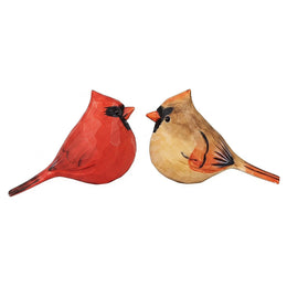 Cardinal Bird Figurines Painted Wooden
