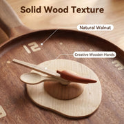 Frying Pan Solid Wood Clock