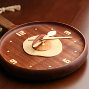 Frying Pan Solid Wood Clock