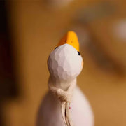 Whtie Duck Figurines Hand Carved Painted Wooden