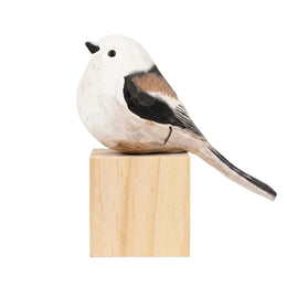 Aegithalidae Bird Figurines Hand Carved Painted Wooden