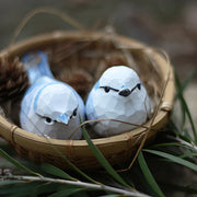 Azure tit Bird Figurines Hand Carved Painted Wooden