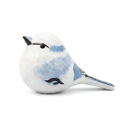 Azure tit Bird Figurines Hand Carved Painted Wooden