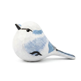 Azure tit Bird Figurines Hand Carved Painted Wooden