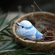 Azure tit Bird Figurines Hand Carved Painted Wooden