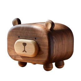 Bear Tissue Box Cover with Toothpick holder Wooden Handmade Decorations