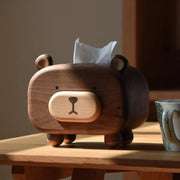 Bear Tissue Box Cover with Toothpick holder Wooden Handmade Decorations