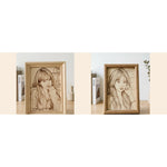 Natural wood frame and solid wood frame side by side
