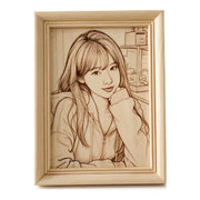 Custom Wood Carved Portrait Photo Frame - personalized photo gift