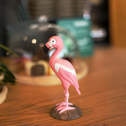 Flamingo Bird Figurines Hand Carved Painted Wooden