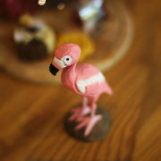 Flamingo Bird Figurines Hand Carved Painted Wooden