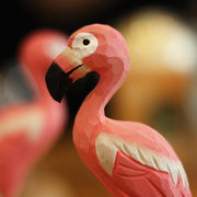 Flamingo Bird Figurines Hand Carved Painted Wooden