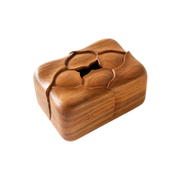Flower shape Tissue Box Cover Wooden Hand Carved Home Decoration