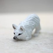 Fox Figurines Hand Carved Painted Wooden