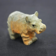Hippo Figurines Hand Carved Painted Wooden