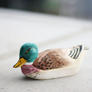 Mallard Figurines Hand Carved Painted Wooden