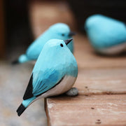Mountain Blue Robin Figurines Hand Carved Painted Wooden