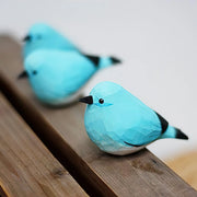 Mountain Blue Robin Figurines Hand Carved Painted Wooden