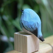 Mountain Blue Robin Figurines Hand Carved Painted Wooden