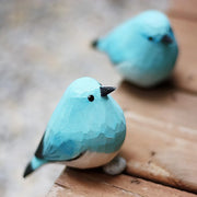 Mountain Blue Robin Figurines Hand Carved Painted Wooden