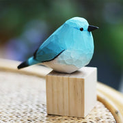 Mountain Blue Robin Figurines Hand Carved Painted Wooden